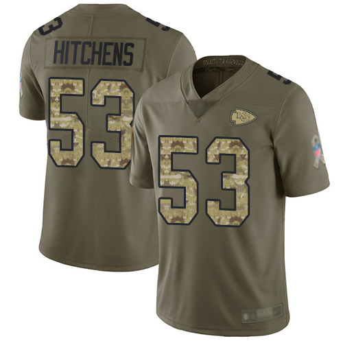 Men Kansas City Chiefs #53 Hitchens Anthony Limited Olive Camo 2017 Salute to Service Nike NFL Jersey